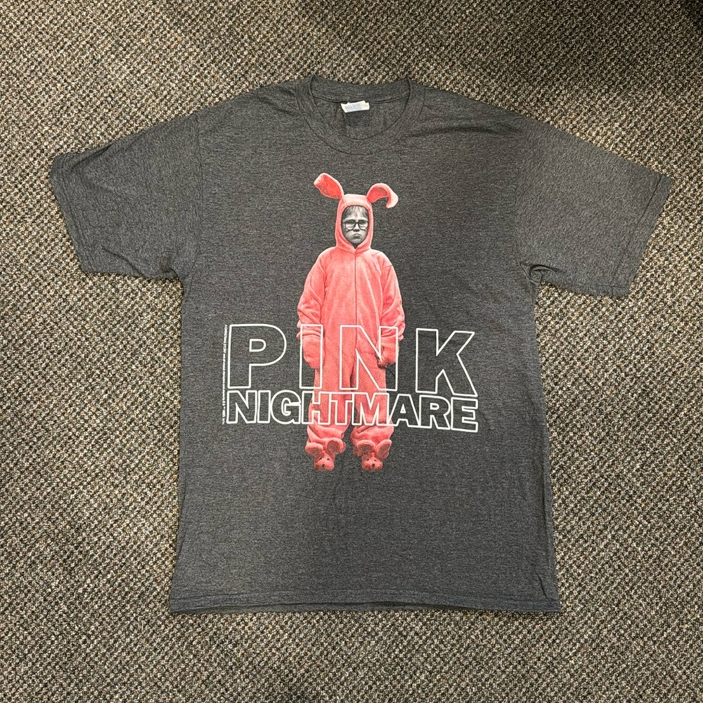 Men’s Pink Nightmare Ralphie A Christmas Story Tshirt Size Medium Super Soft